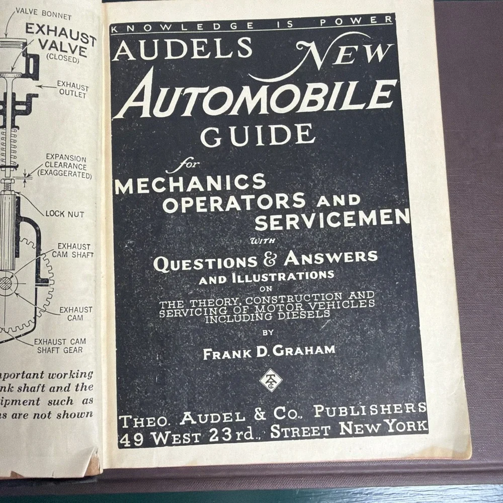 Vtg Audels New Automobile Guide Mechanics Operators Servicemen 1949 Guide Book